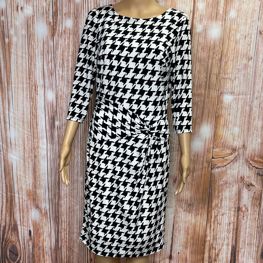Frank Lyman Design Houndstooth Side Gathered Dress